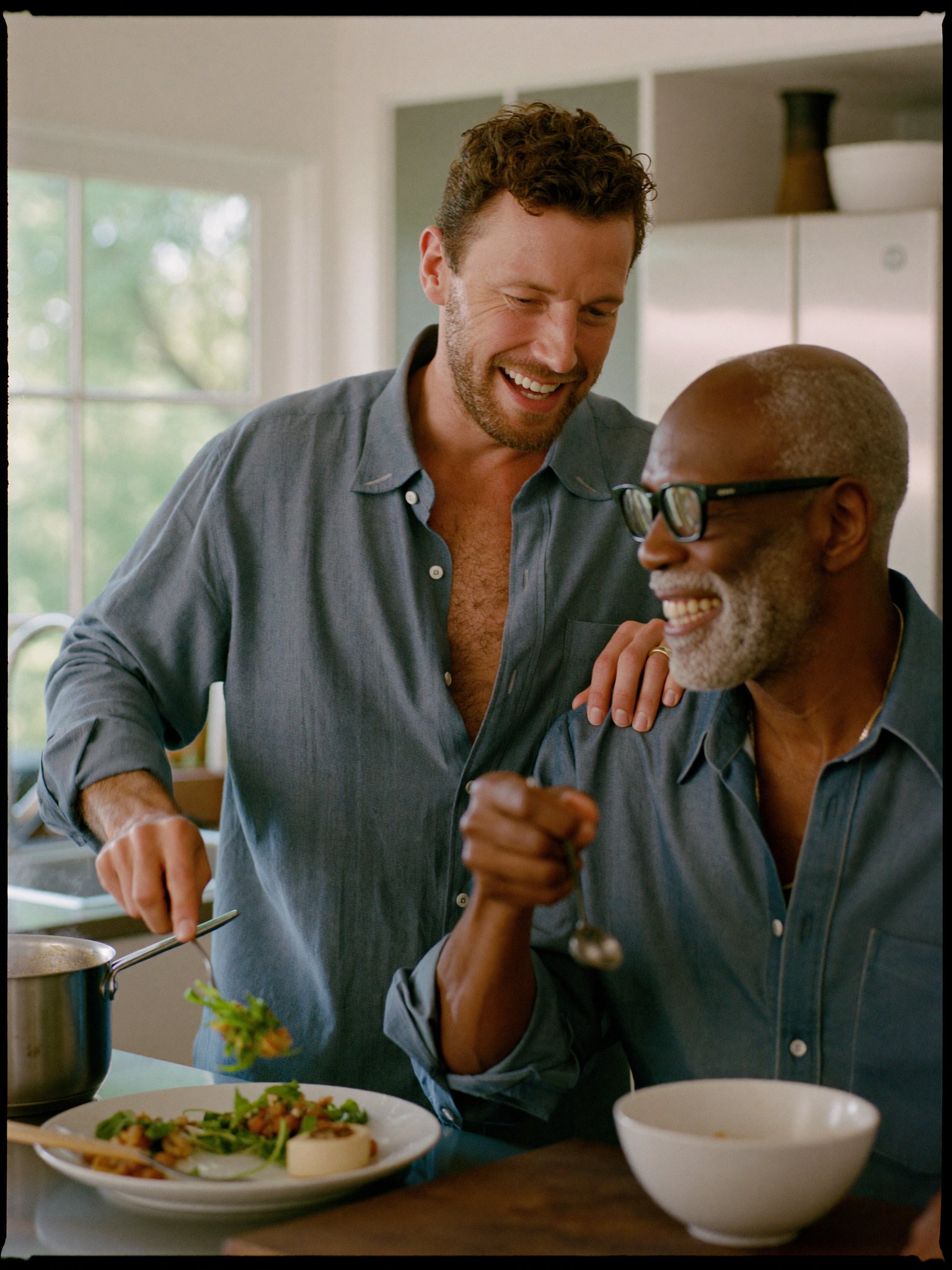Cooking together, laughing together
